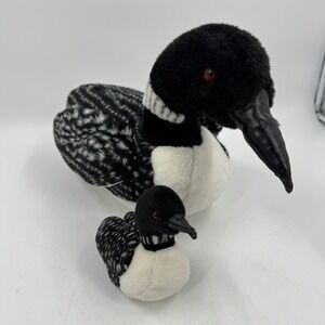 Douglas Cuddle Toys Plush Loon Bird Mom and Baby 1987 Vintage USA Made